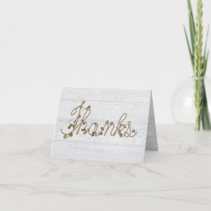 Rope THANKS text on Whitewashed Wood Thank You Car Card
