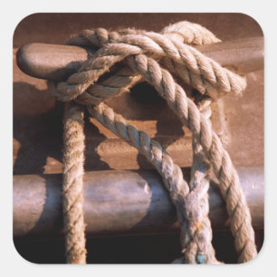 Rope Tied To A Boat Tie Square Sticker