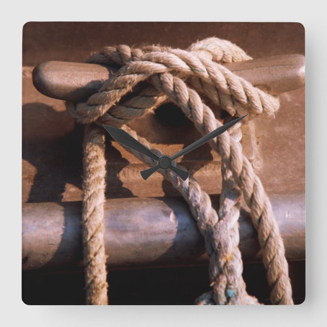 Rope Tied To A Boat Tie Square Wall Clock (Front)