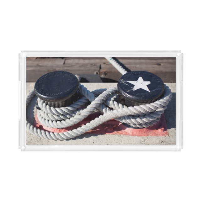 Rope Tied To Two Bollards Acrylic Tray (Front)