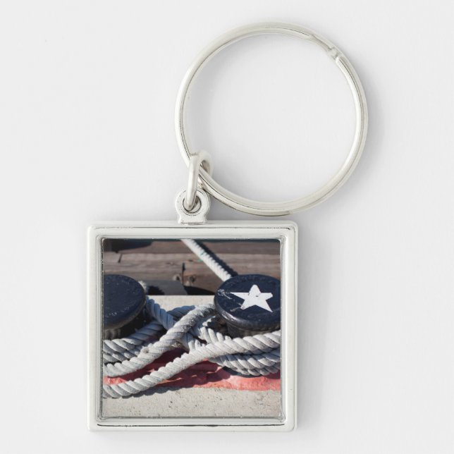 Rope Tied To Two Bollards Keychain (Front)