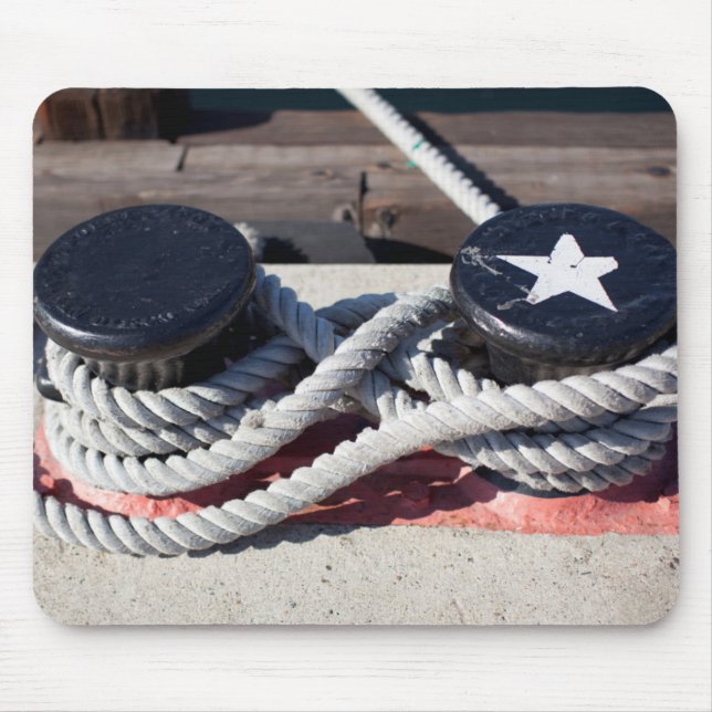 Rope Tied To Two Bollards Mouse Pad (Front)