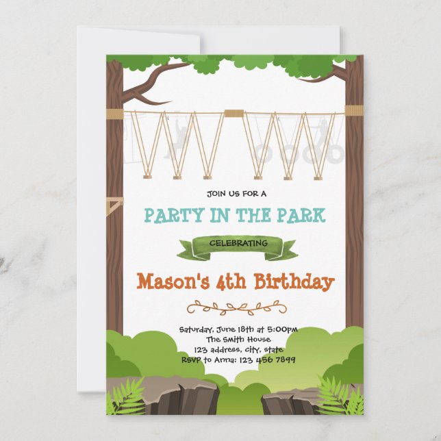 Rope walk activity birthday invitation (Front)