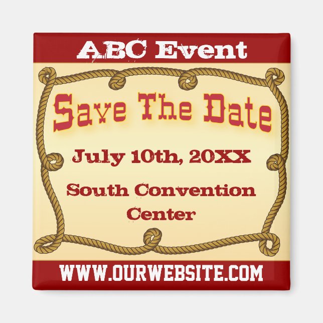 Rope western save the date magnet (Front)
