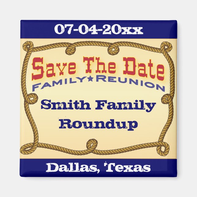 Rope western save the date magnet (Front)