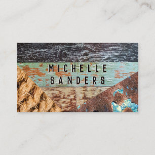 Rope Wood Rusted Metal Business Card
