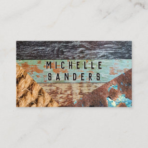 Rope   Wood   Rusted Metal Business Card
