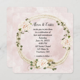 Rope Wreath and Hydrangea Bouquets Invitation