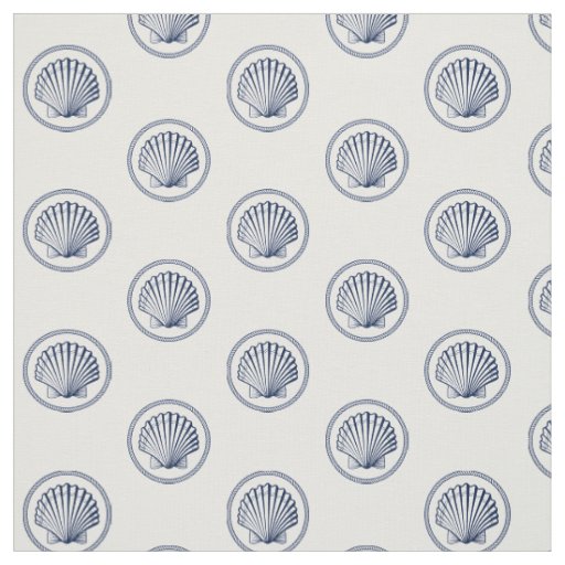 Roped Seashell Nautical Navy | White Pattern Fabric