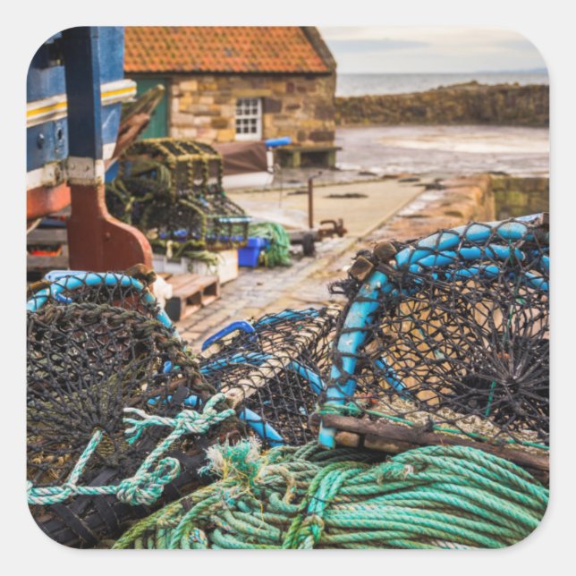 Ropes And Lobster Pots | Pittenweem, Scotland Square Sticker (Front)