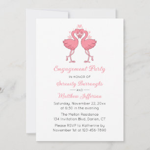ropical Pink Flamingo Hawaiian Engagement Party Invitation