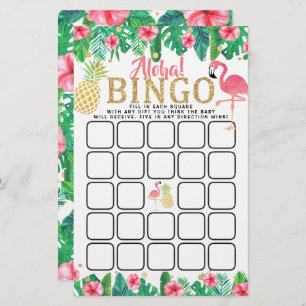 ropical Summer Beach Luau Girls Baby Shower Bingo