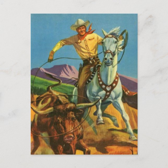 Roping a Steer Postcard (Front)