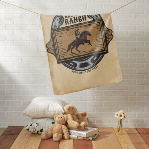 Roping Cowboy ADD NAME Western Family Horse Ranch Baby Blanket