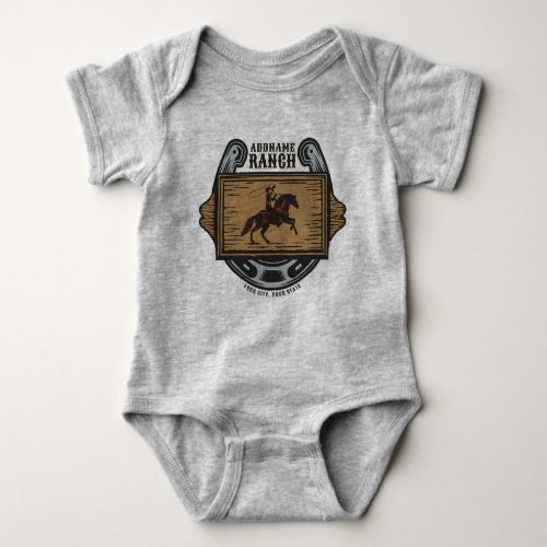 Roping Cowboy ADD NAME Western Family Horse Ranch Baby Bodysuit