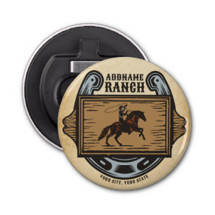 Roping Cowboy ADD NAME Western Family Horse Ranch Bottle Opener