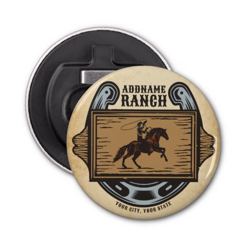 Roping Cowboy ADD NAME Western Family Horse Ranch Bottle Opener