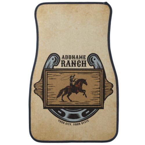 Roping Cowboy ADD NAME Western Family Horse Ranch Car Floor Mat