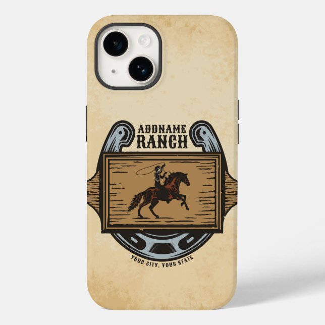 Roping Cowboy ADD NAME Western Family Horse Ranch Case-Mate iPhone Case (Back)