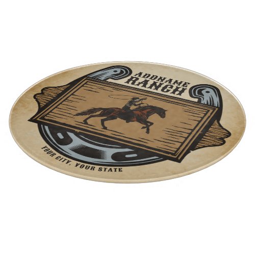 Roping Cowboy ADD NAME Western Family Horse Ranch Cutting Board