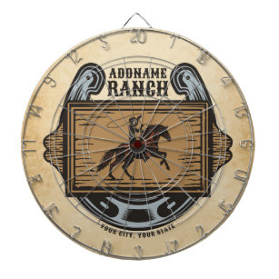 Roping Cowboy ADD NAME Western Family Horse Ranch Dart Board