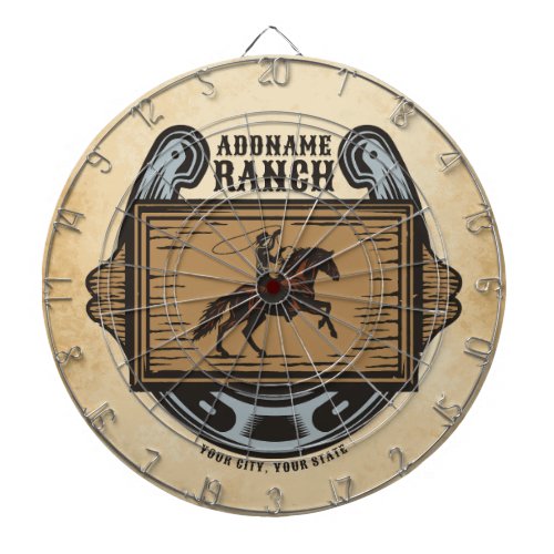 Roping Cowboy ADD NAME Western Family Horse Ranch Dart Board