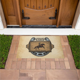 Roping Cowboy ADD NAME Western Family Horse Ranch Doormat