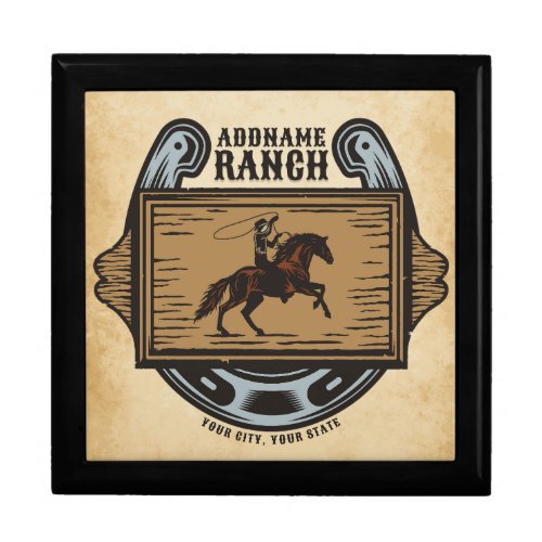 Roping Cowboy ADD NAME Western Family Horse Ranch Gift Box