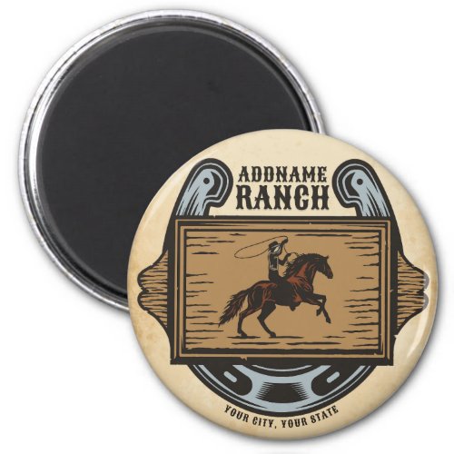 Roping Cowboy ADD NAME Western Family Horse Ranch Magnet