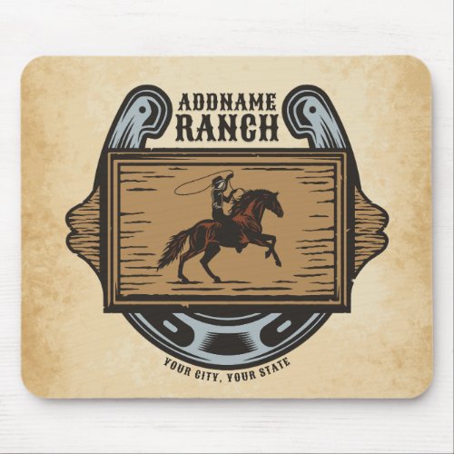 Roping Cowboy ADD NAME Western Family Horse Ranch Mouse Pad