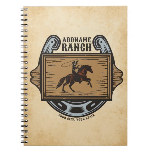 Roping Cowboy ADD NAME Western Family Horse Ranch Notebook