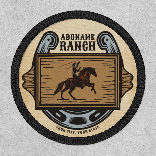 Roping Cowboy ADD NAME Western Family Horse Ranch Patch