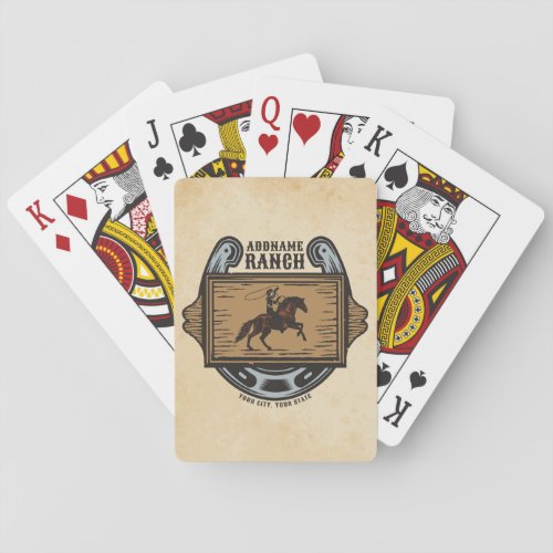 Roping Cowboy ADD NAME Western Family Horse Ranch Playing Cards