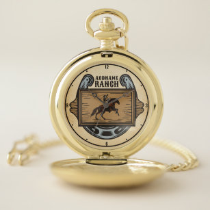 Roping Cowboy ADD NAME Western Family Horse Ranch Pocket Watch