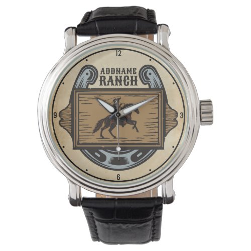 Roping Cowboy ADD NAME Western Family Horse Ranch Watch