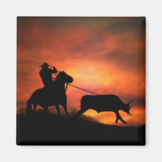 Roping Cowboy Rodeo  Magnet (Front)