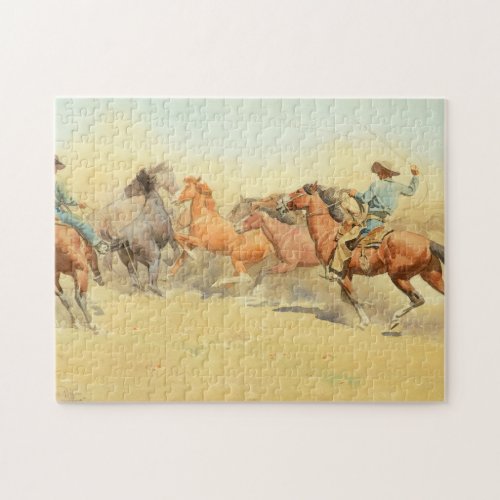 Roping Horses 1945 by Maynard Dixon Jigsaw Puzzle