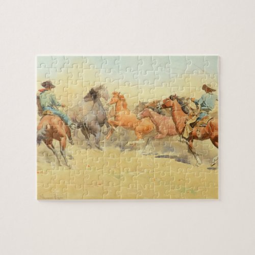 Roping Horses by Maynard Dixon Jigsaw Puzzle