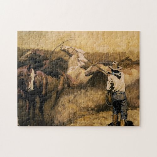 Roping Palomino Western Art by Maynard Dixon Jigsaw Puzzle