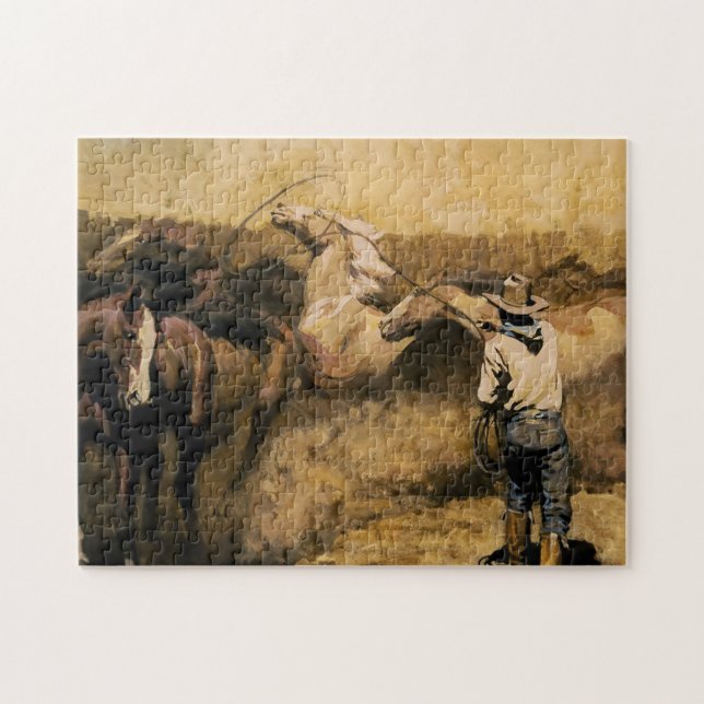 “Roping Palomino” Western Art by Maynard Dixon Jigsaw Puzzle (Horizontal)