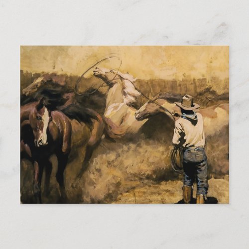 Roping Palomino Western Art by Maynard Dixon Postcard