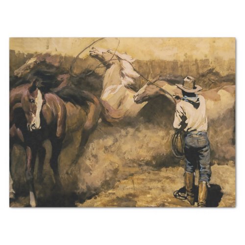 Roping Palomino Western Art by Maynard Dixon Tissue Paper
