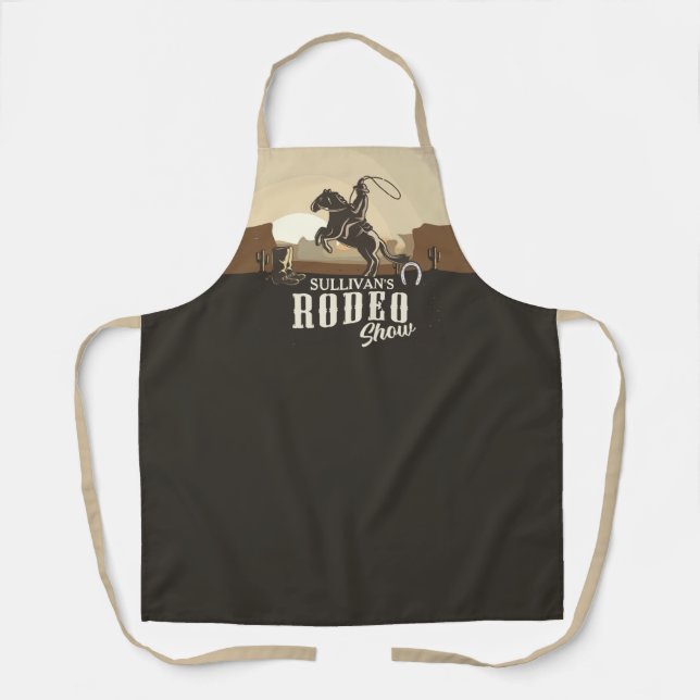 Roping Roundup Cowboy Rodeo Show Personalized Apron (Front)