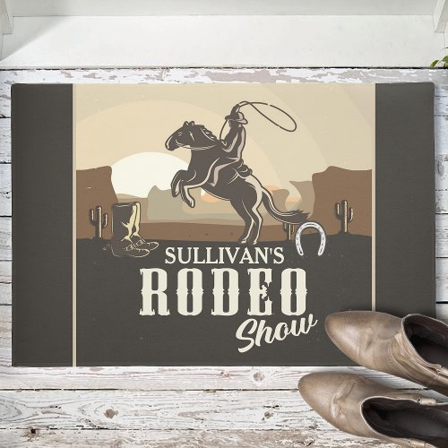 Roping Roundup Cowboy Rodeo Show Personalized Doormat