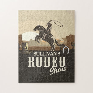 Roping Roundup Cowboy Rodeo Show Personalized Jigsaw Puzzle