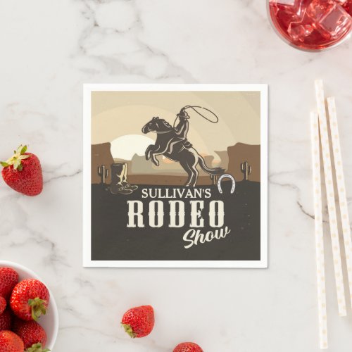 Roping Roundup Cowboy Rodeo Show Personalized Napkins