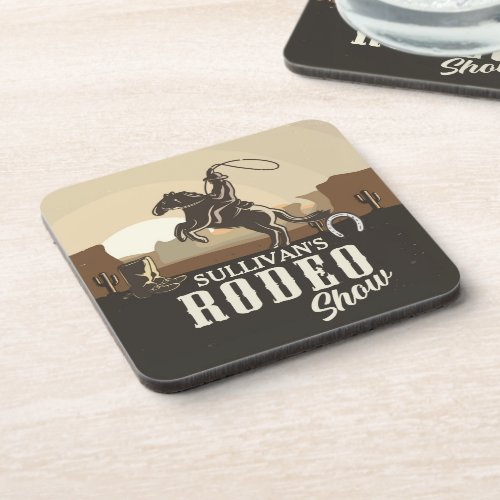 Roping Roundup Western Rodeo Show Personalized Beverage Coaster