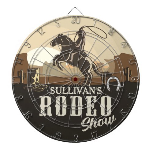 Roping Roundup Western Rodeo Show Personalized Dart Board