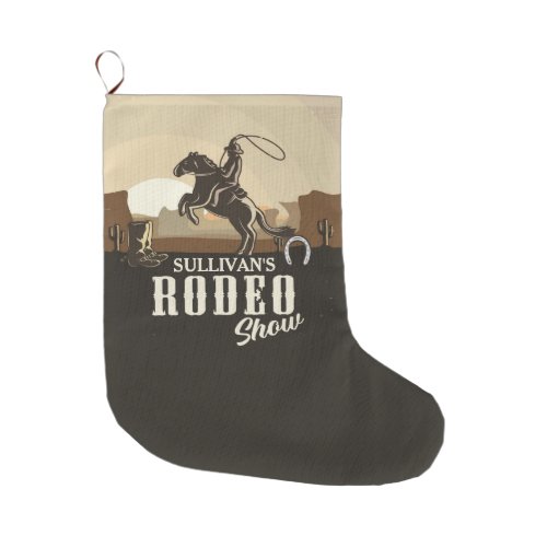Roping Roundup Western Rodeo Show Personalized Large Christmas Stocking