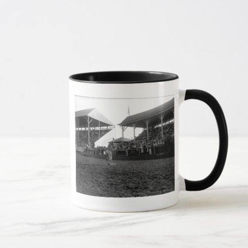 Roping tricks at a rodeo mug